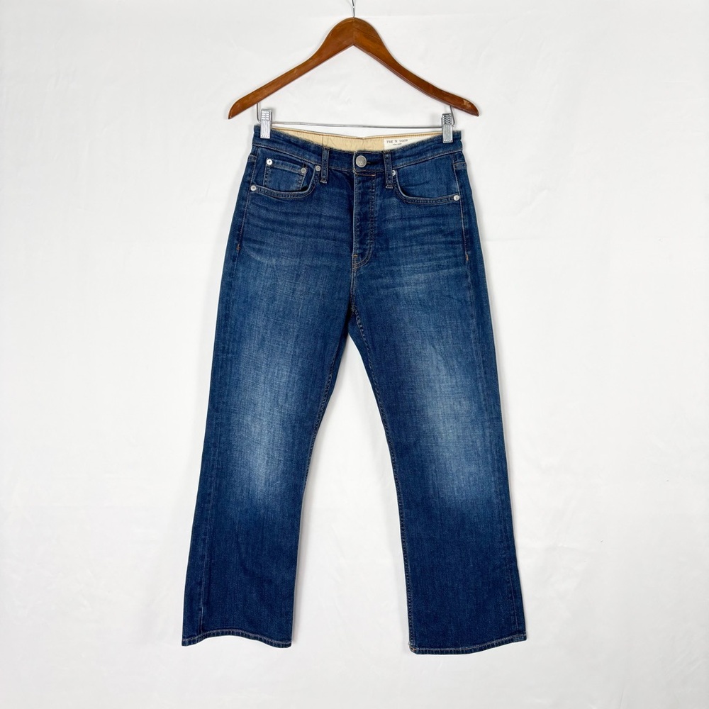 Rag and Bone Maya High Rise Crop Flare Jeans Size 27 Dark Wash